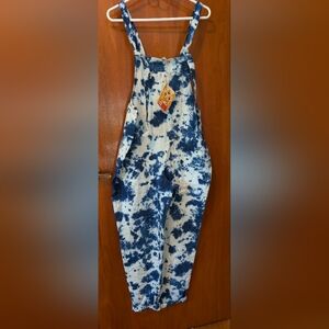 Lucy & Yak Blue Tie-Dye Cropped Jumpsuit